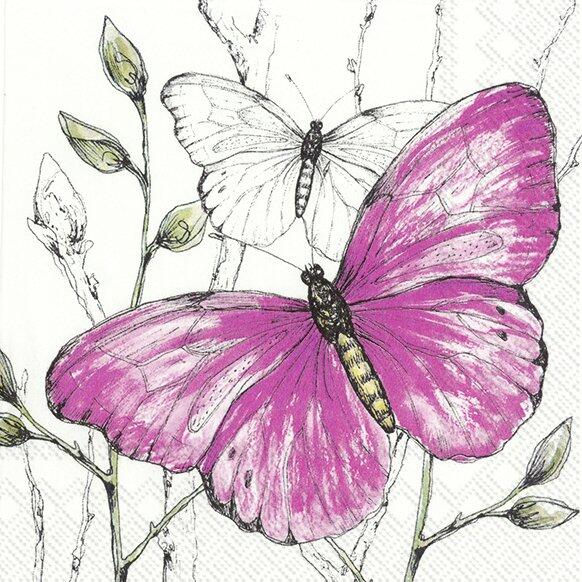 IHR - Napkins - Luncheon - Colourful Butterflies Pink