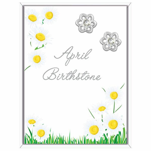 Lila Greetings Card Birthstone Earrings - April