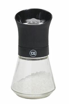 T&G - Tip Top Salt Mill with Black Top & Glass Base