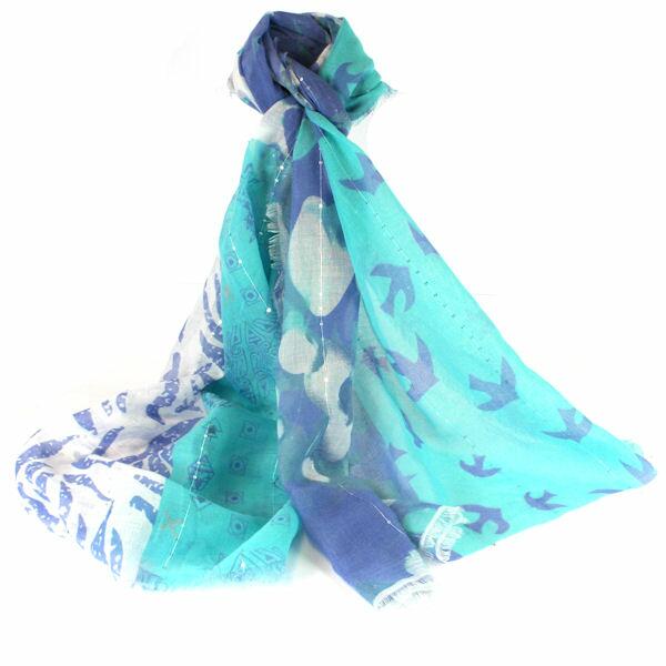 Nature Patchwork Scarf - Blue