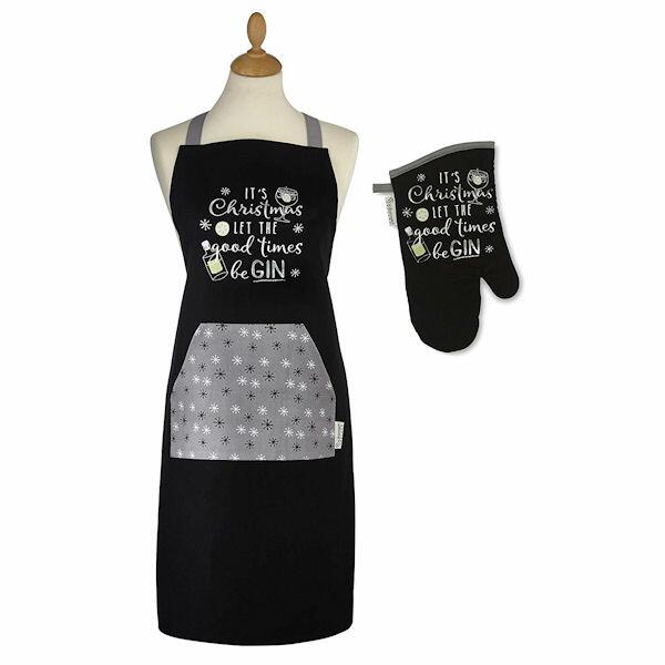 Cooksmart Christmas Let the Good Times Be Gin Apron & Gauntlet Set