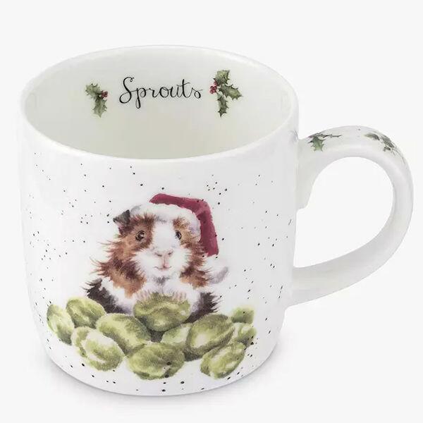 Royal Worcester Wrendale Designs - Christmas Mug - Sprouts Guinea Pig