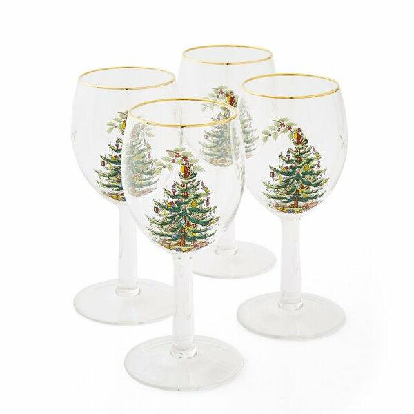 Christmas Tree Champagne Flutes Set of 4