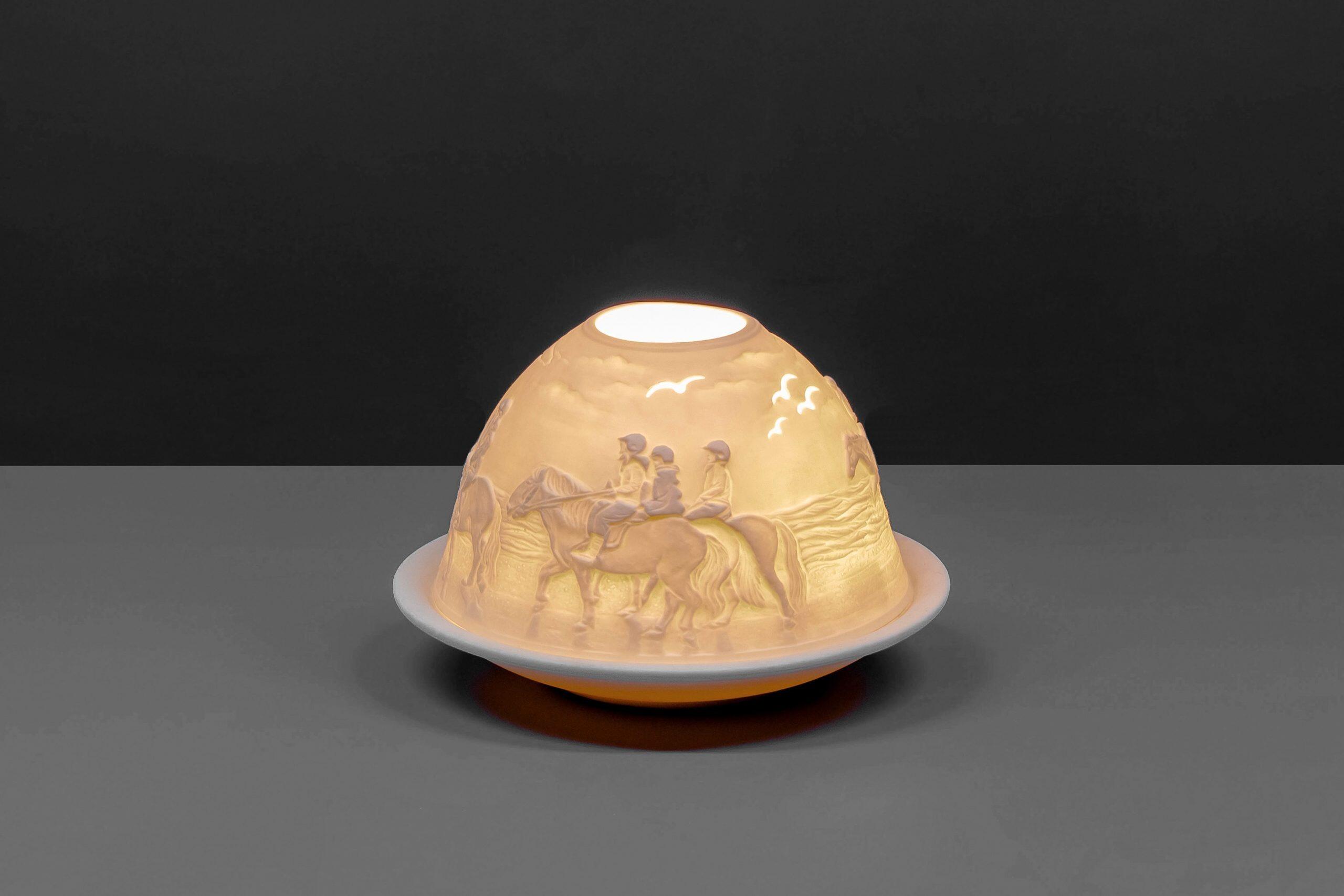 Light Glow Horses on the Beach Candle Holder