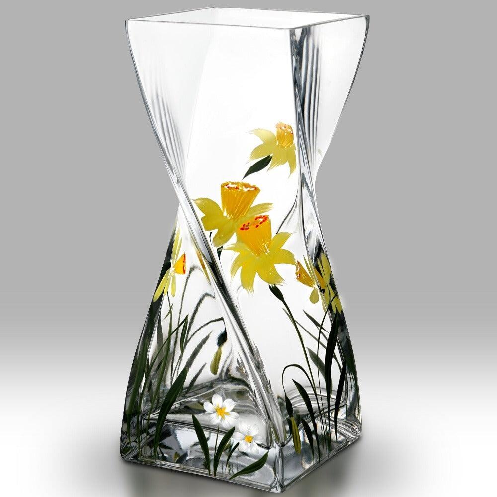 Nobile Glass Daffodil Twist Vase 20cm