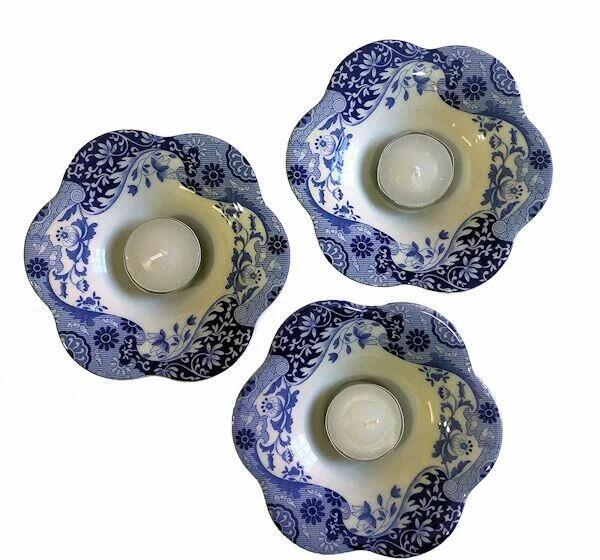 Spode Blue Italian Daisy Tealight Dish Set of 3