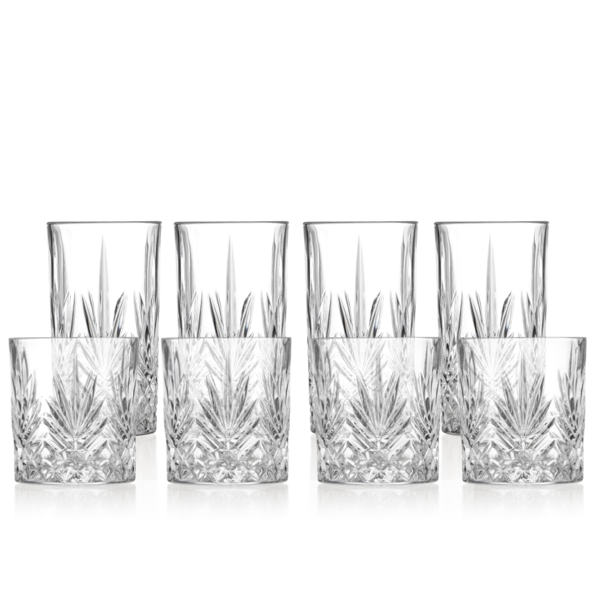 Klink London Mayfair Crystal Glass Tumbler & Highball Set of 8