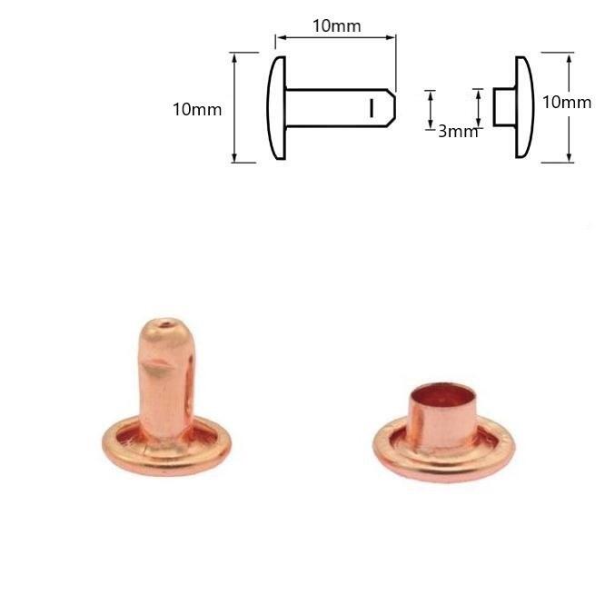 Double Cap Rivets Pack Of 5 Rose Gold