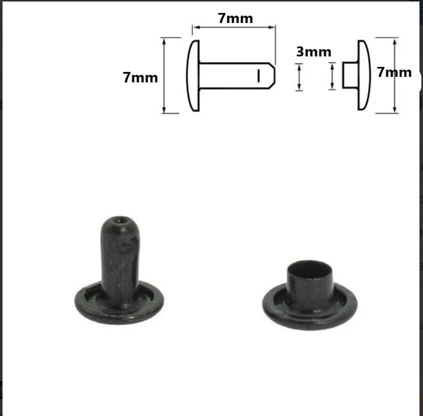 Black double cap rivets