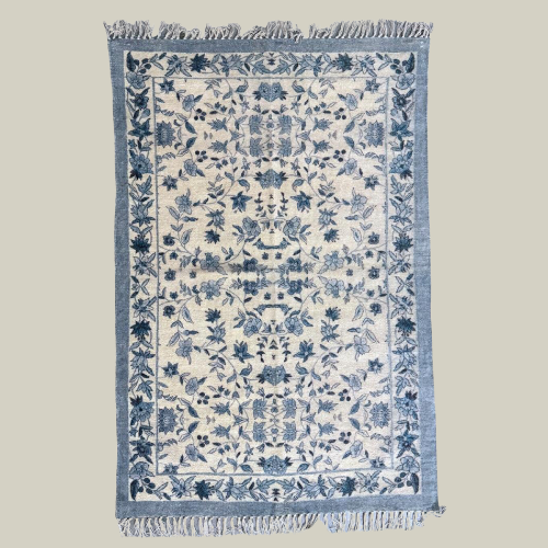 Chinoiserie Blue Cotton Rug (M)