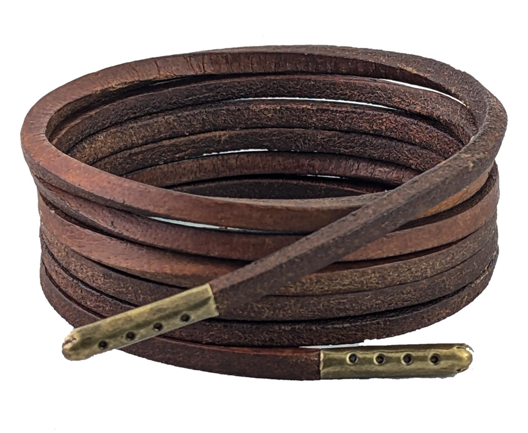 Shoelaces Boot Laces Leather Heavy Duty 4 mm Square Brown