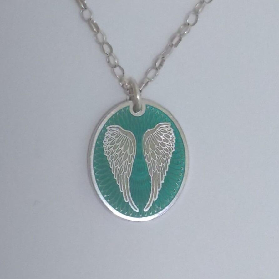 angelwings enamel pendant