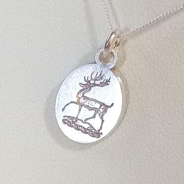sterling silver stag or deer crest engraved sterling silver pendant