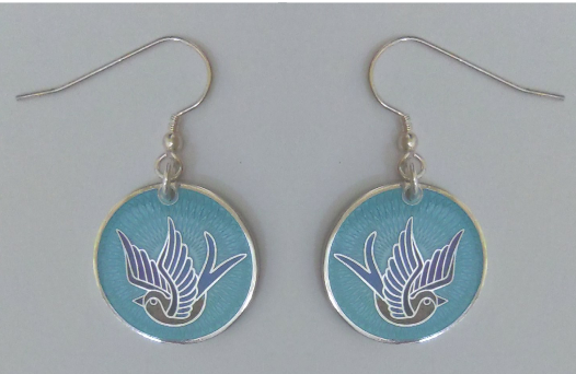 swallow of hope enamel earrings
