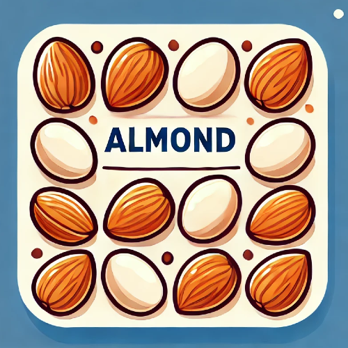 Cartoon-style image of vegan almond sweets.