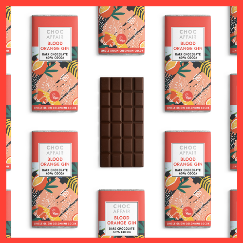 Blood Orange Gin Dark Chocolate Bars with citrus and juniper notes