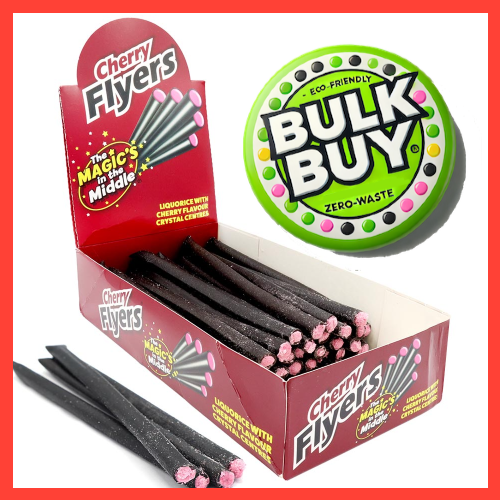 Maxilin Giant Cherry Flyers - Liquorice with a Cherry Centre 40 stick box