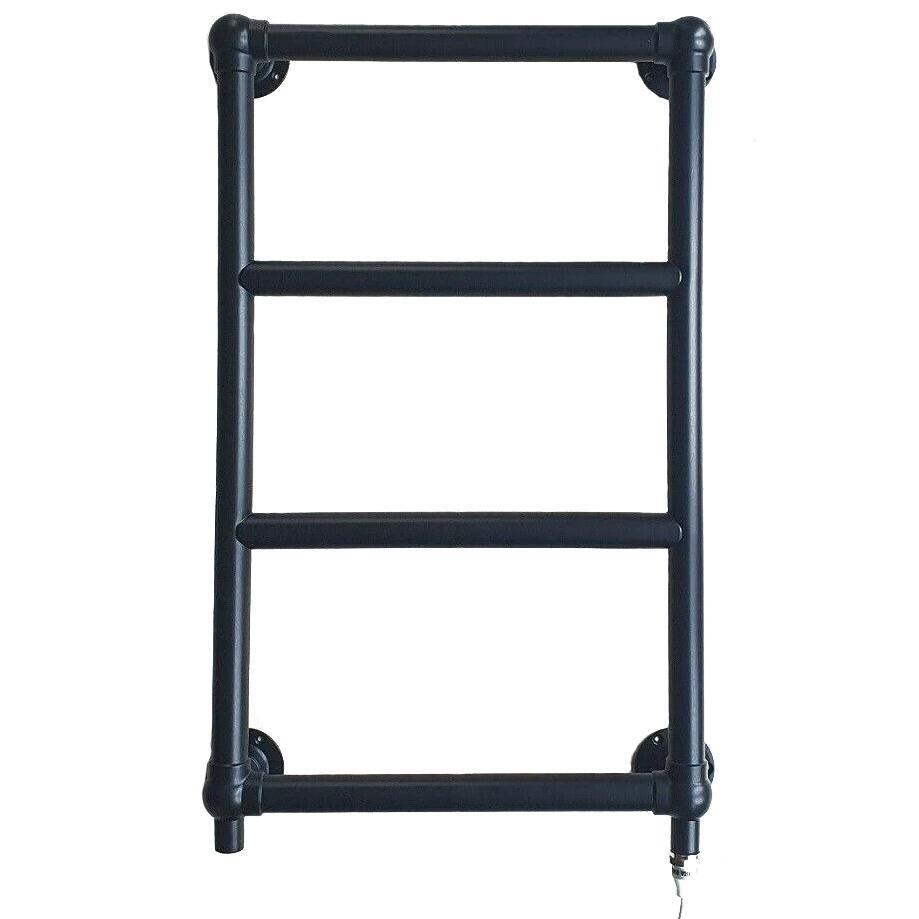 Traditional Black Ball Jointed Brass Painted Electric Towel Rail