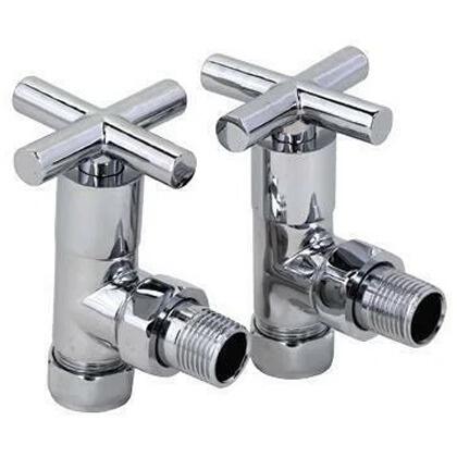 Chrome Angled Art Deco Radiator Valve Set