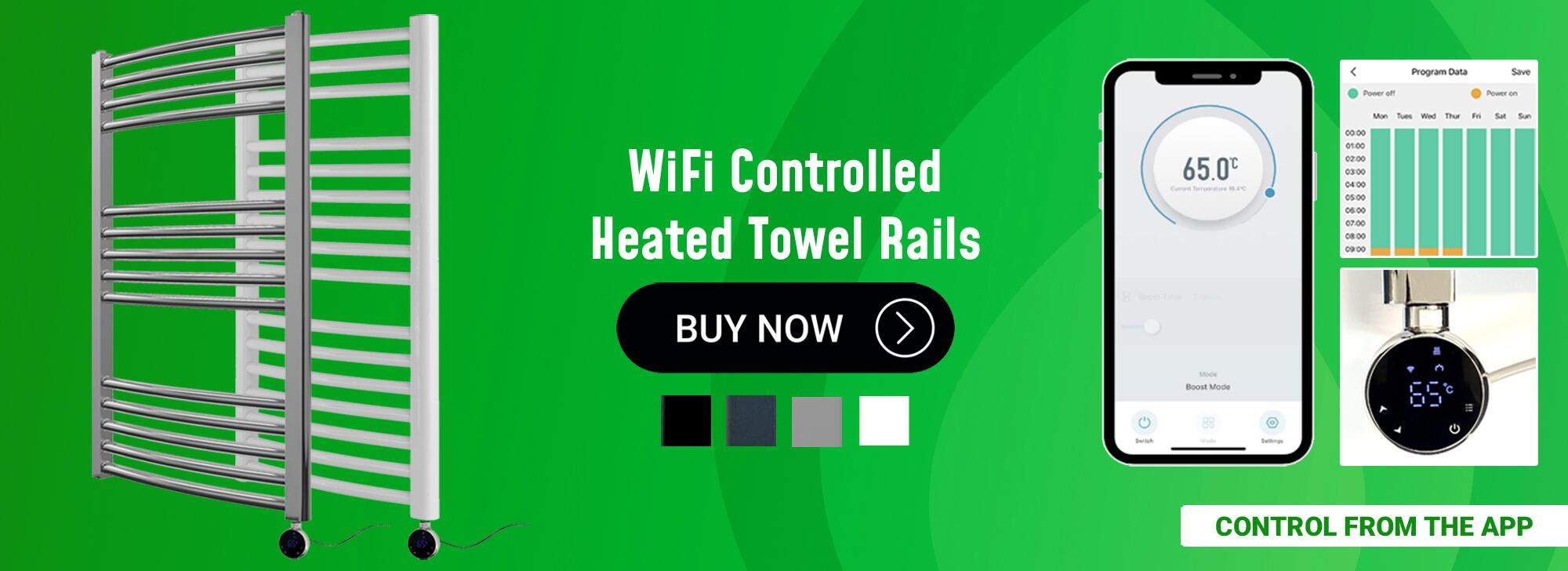 Wi-fi smart controlled heated towel rails, Electric smart wifi radiators from Greened House UK
