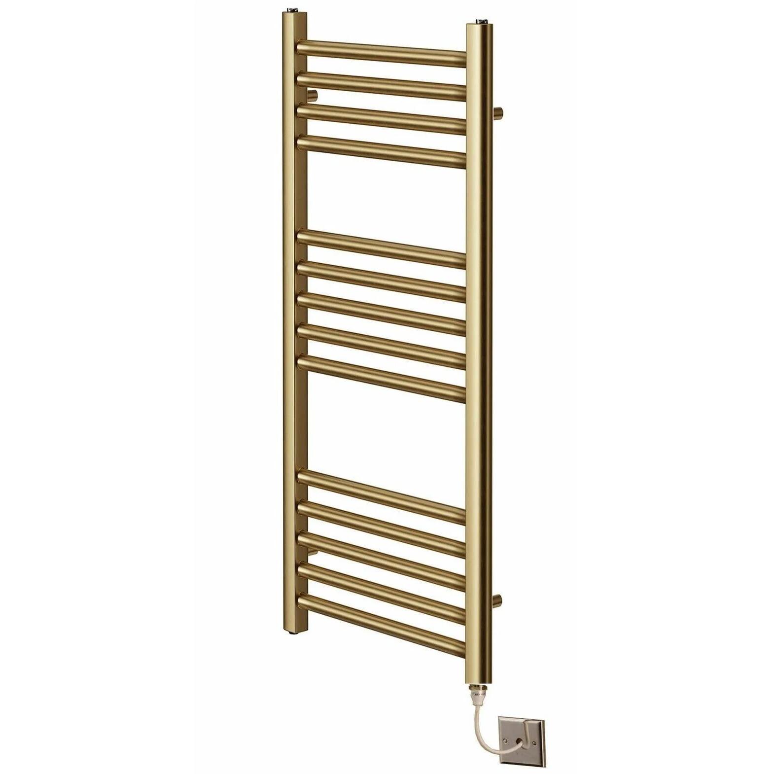 Brushed Brass Electric Towel Rail and Bathroom Radiator