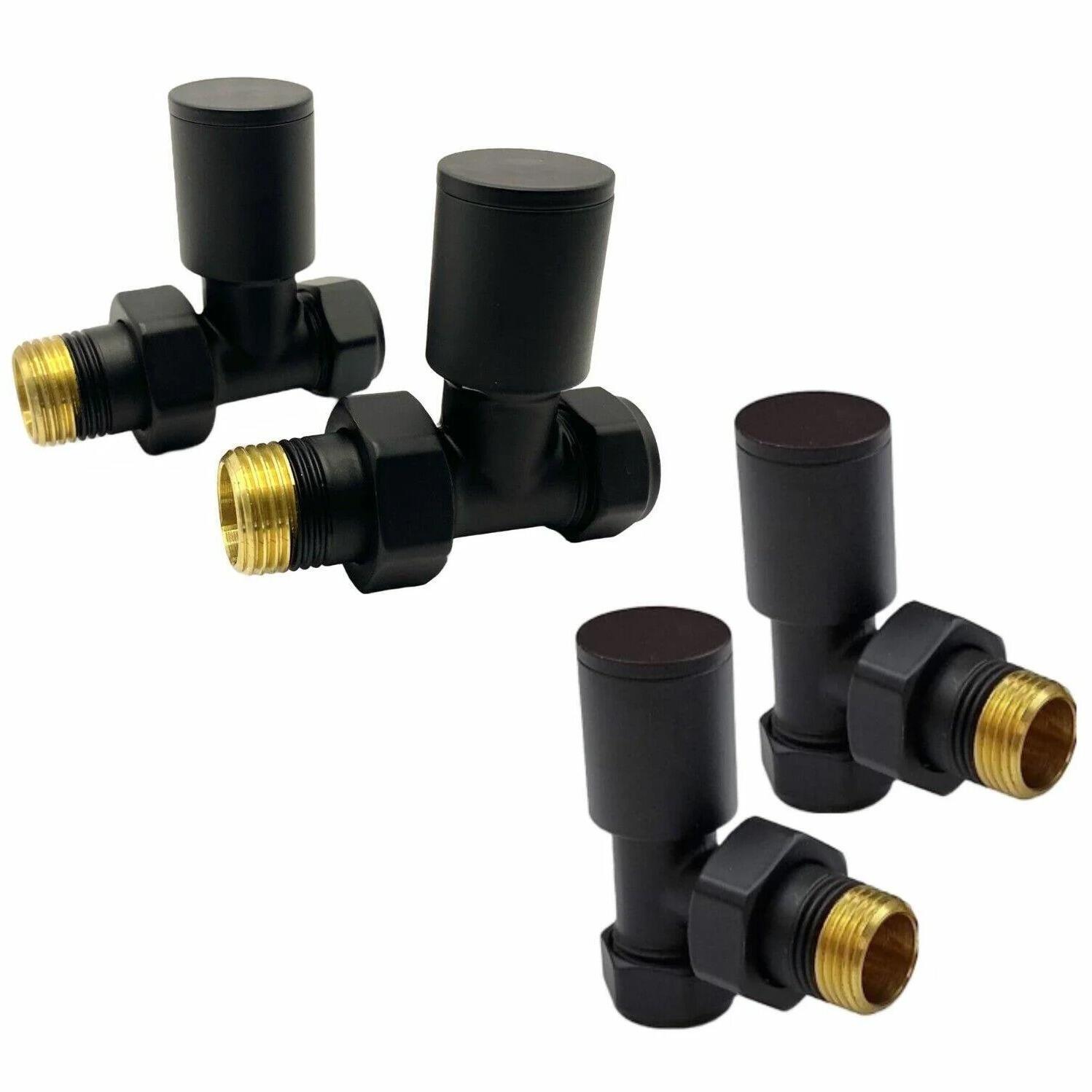 Black and Solid Brass Straight/Angled Towel Rail Valves