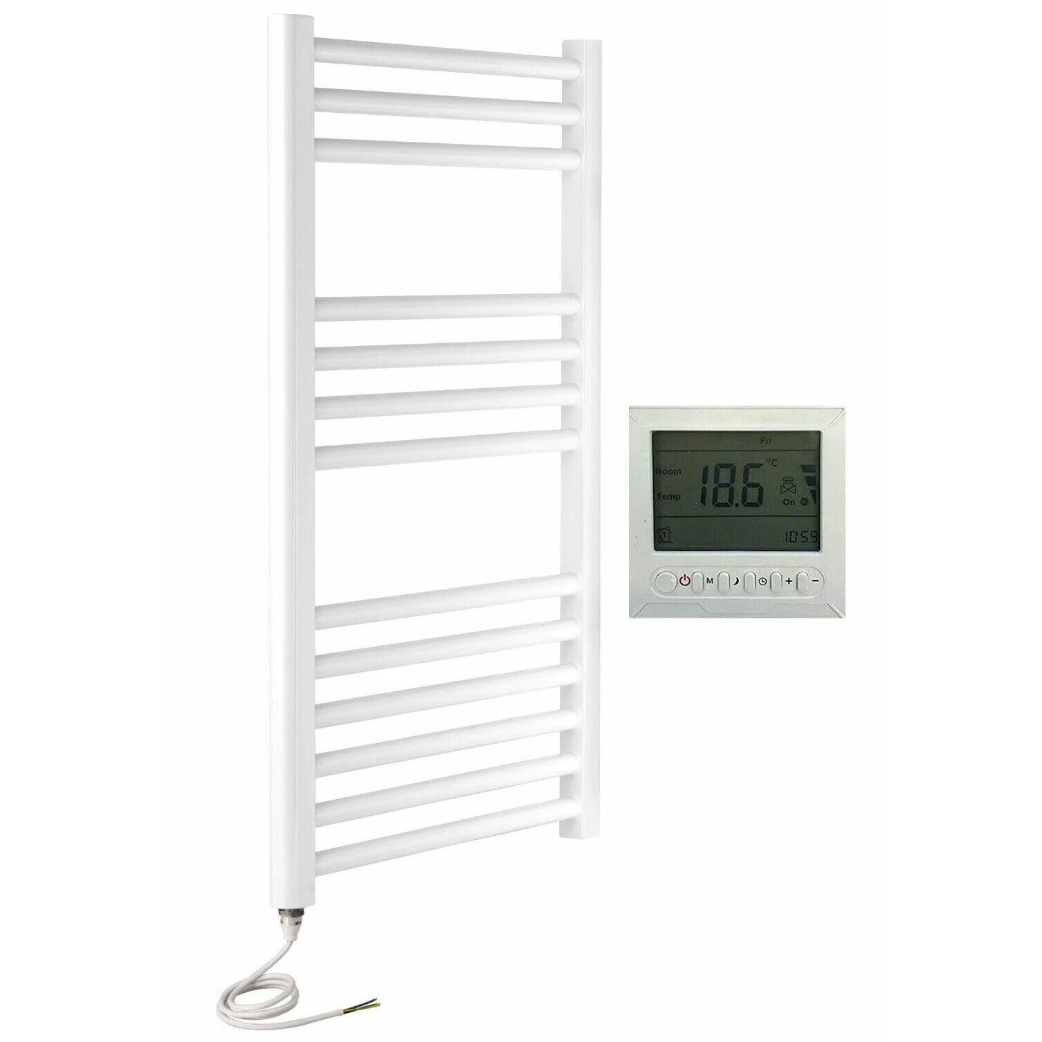 White Electric Extra High Heat Output Towel Rails with 7 Day Timer Programmer