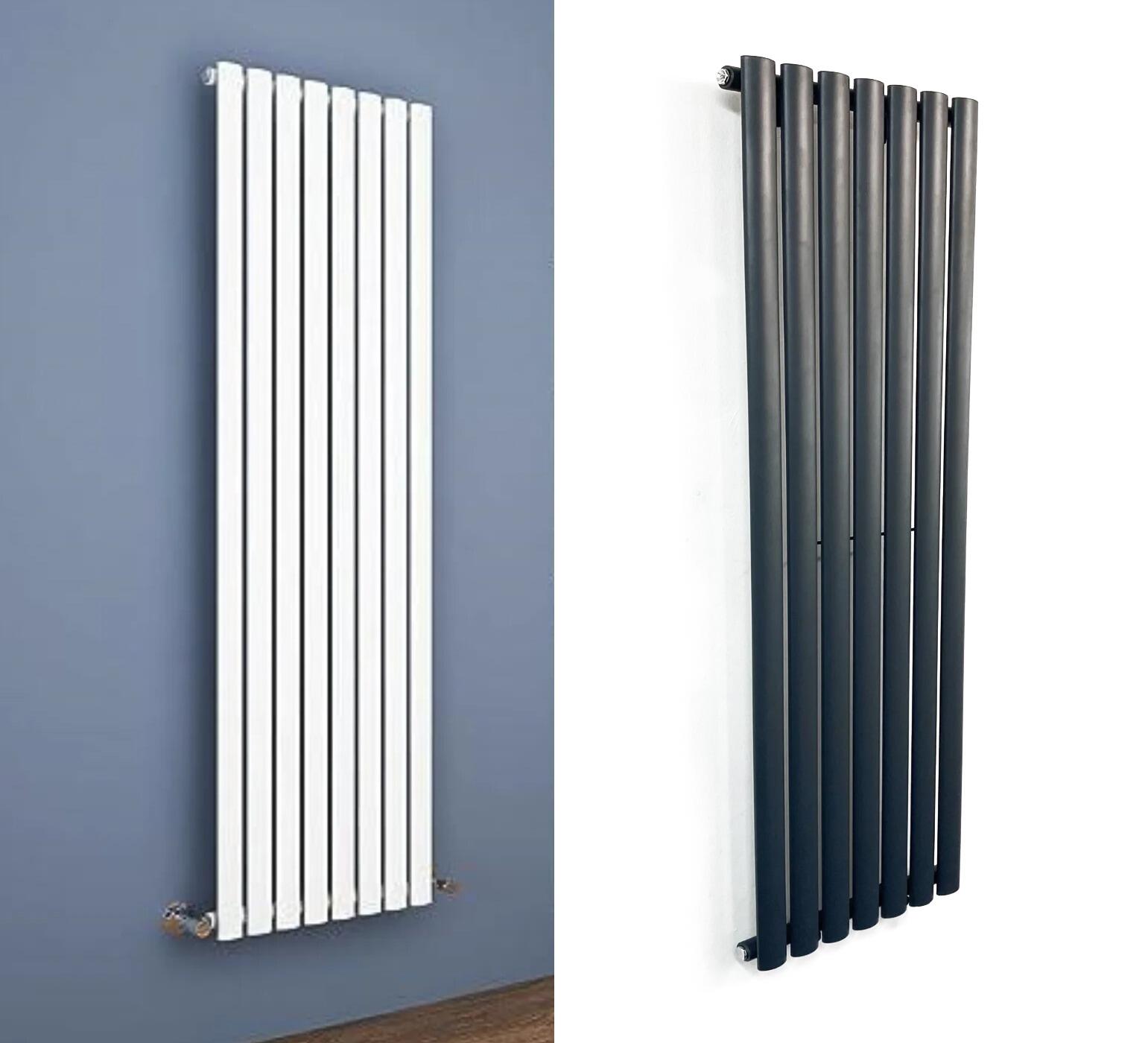 White and Anthracite Grey Oval Tube Central Heating Vertical Column Radiators