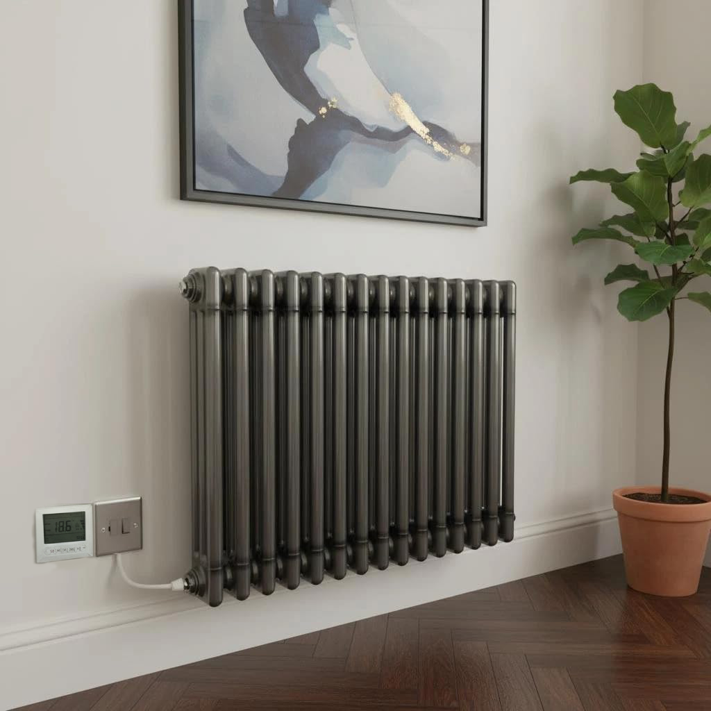 Electric 3 Column Raw Metal Column Radiators – 600mm High | Greened House