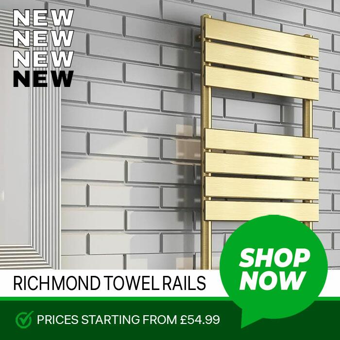 Brushed Brass Towel Rail on Bathroom Wall
