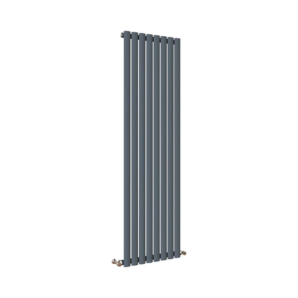 Single Tall Vertical Oval Panel Radiator Anthracite 1600mm High ...