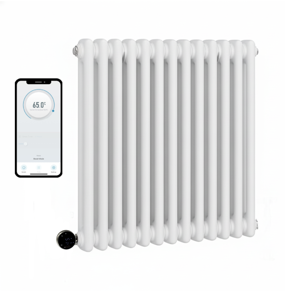 Wire Type Radiator Wifi Electric Traditional White 2 Column Radiators 600mm High