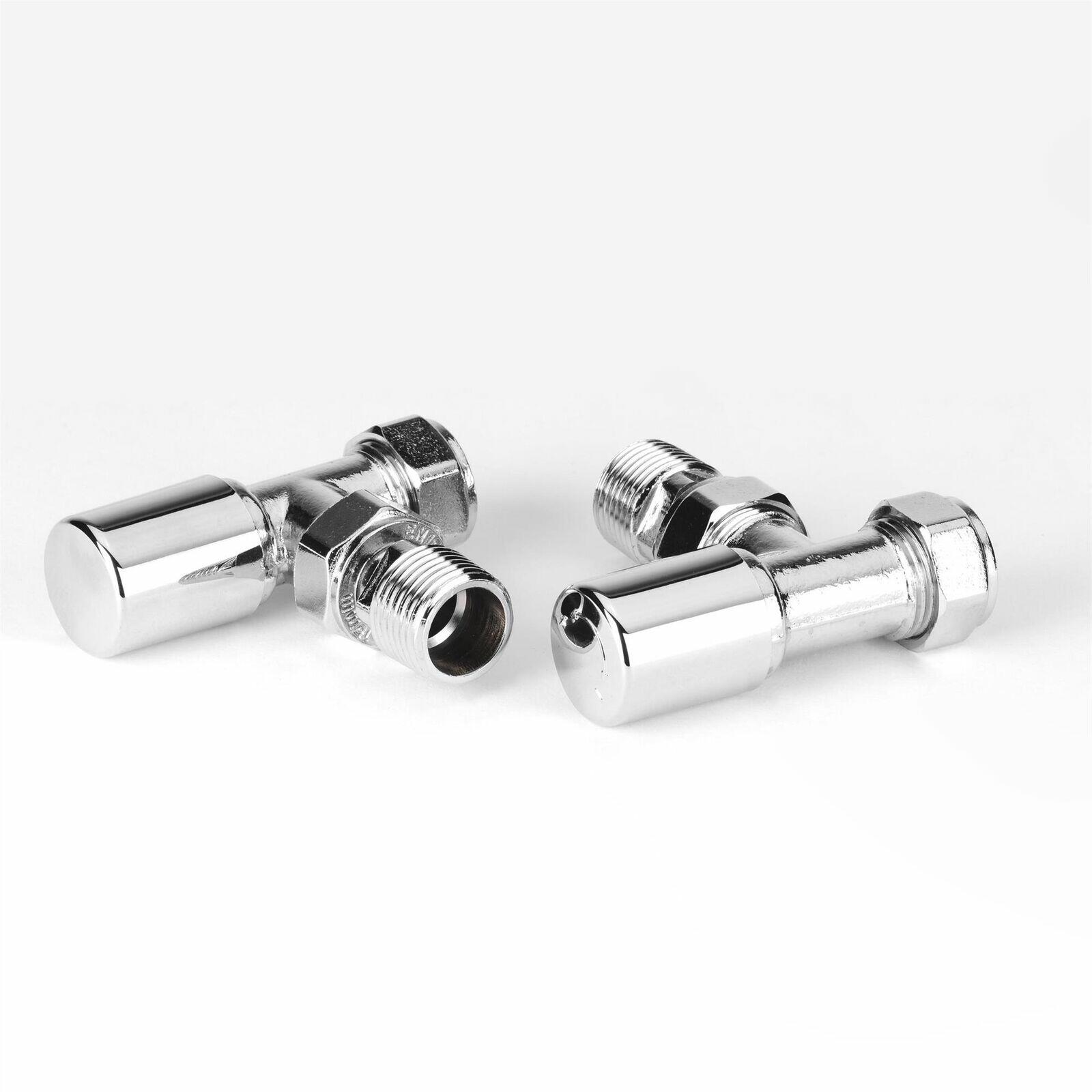 Small Angled Radiator Valve set with Chrome Plastic Cap