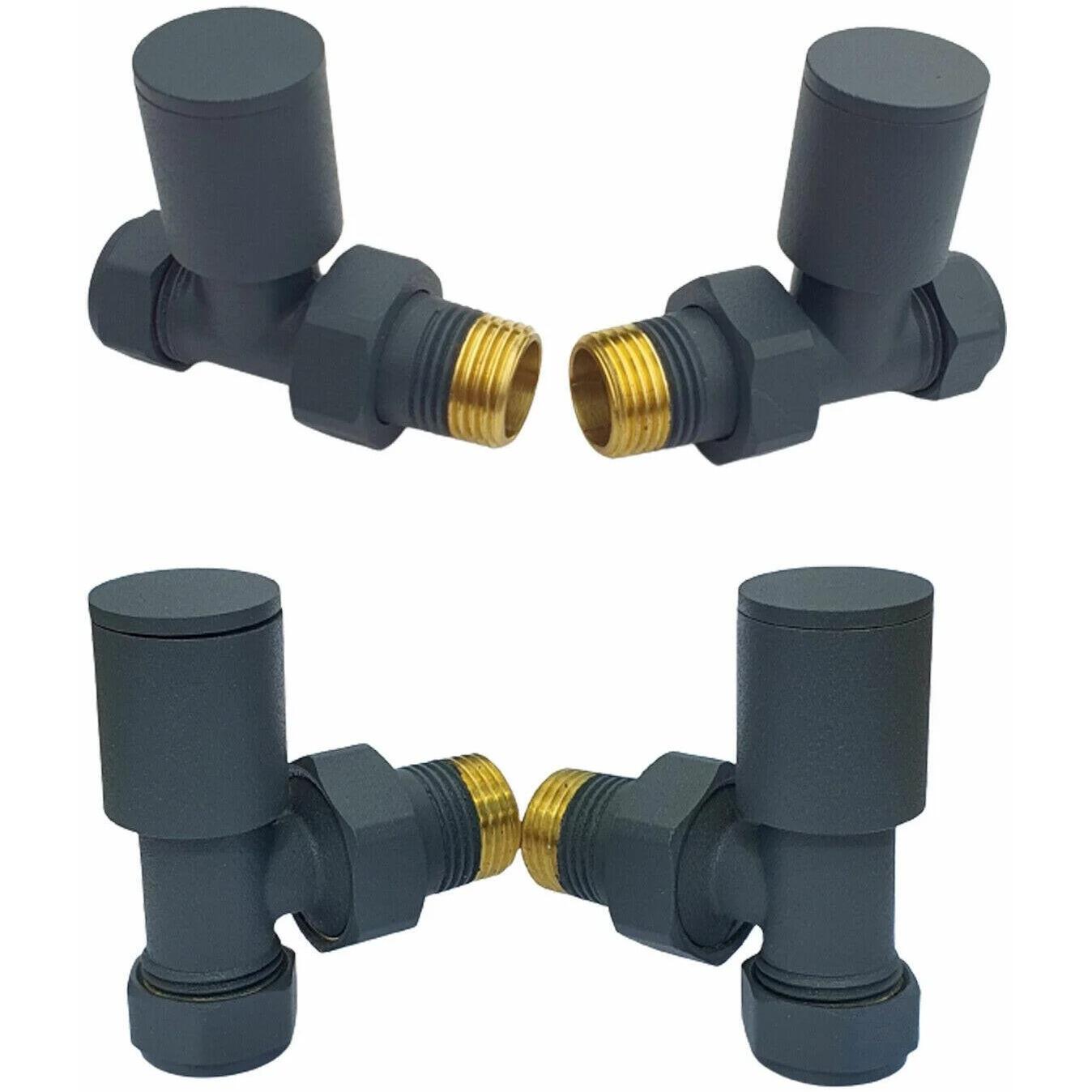 Anthracite Angled and Straight Radiator or Towel Rail Valves