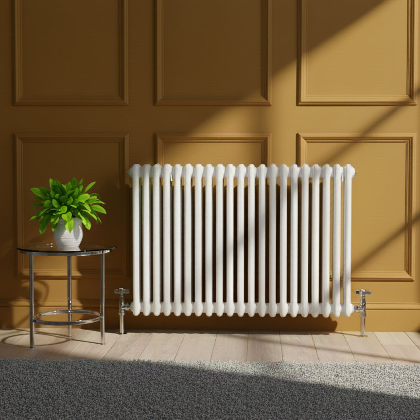 Traditional White 2 Column Radiators 600mm High | Greened House