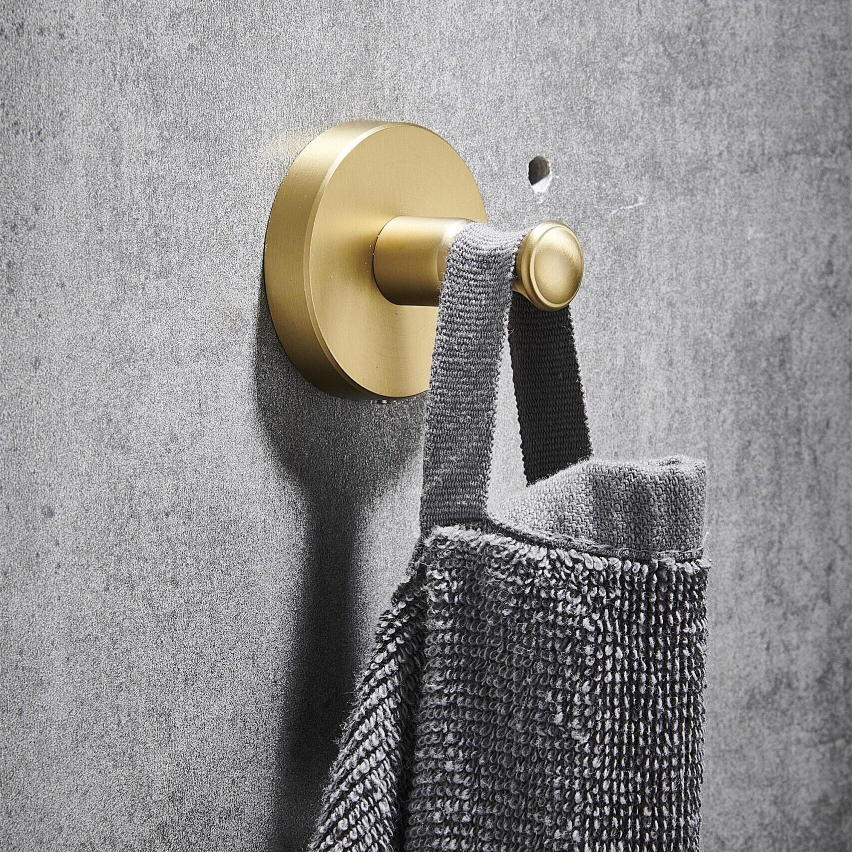 Brushed Brass Robe Storage Towel Hooks