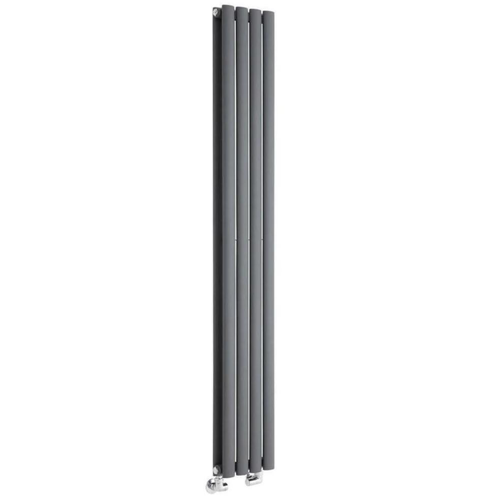 Anthracite Tall Vertical Oval Panel Central Heating Radiator