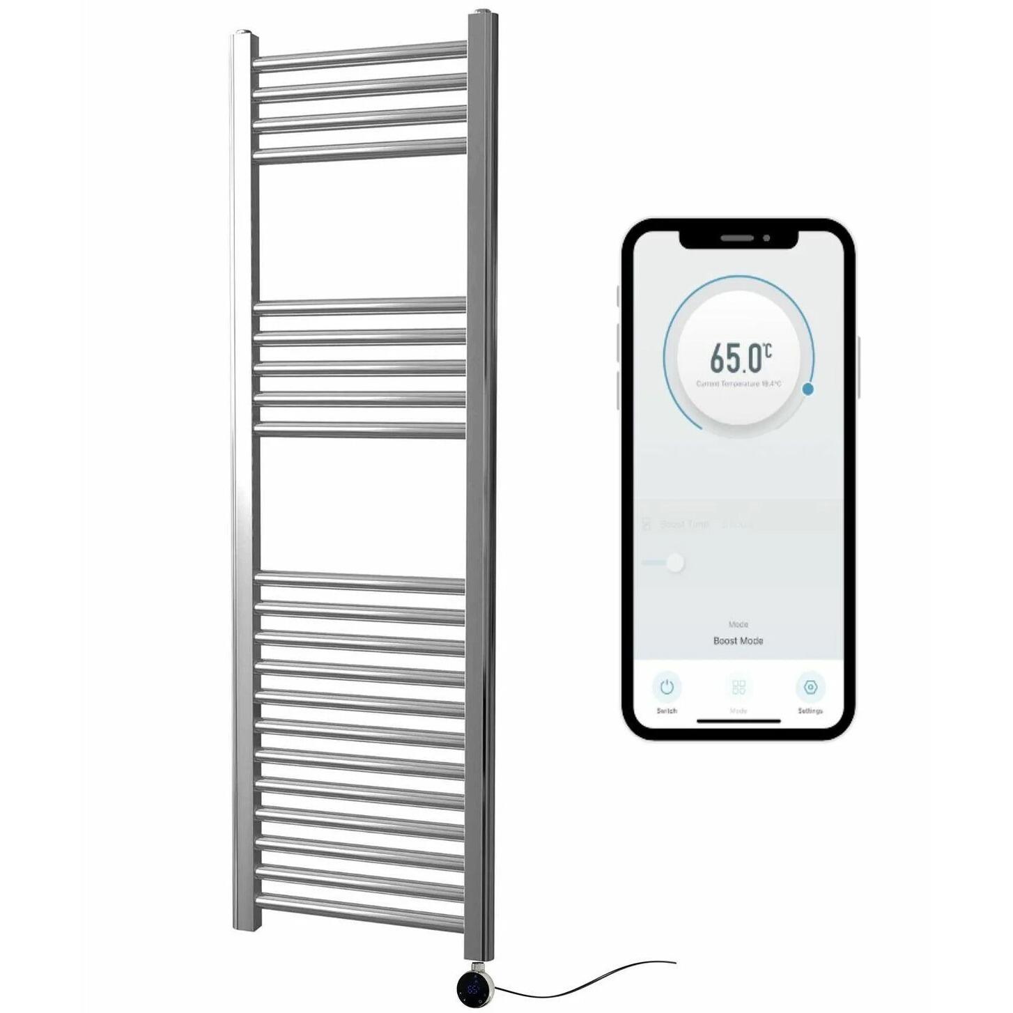 Chrome Wifi Controlled Electric Heated Straight Towel Rail