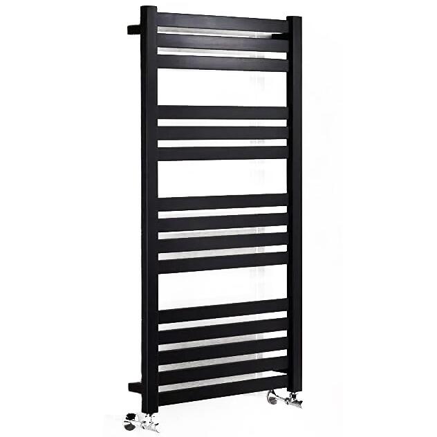 Black Central Heating Heated Towel Rail with Flat Panels