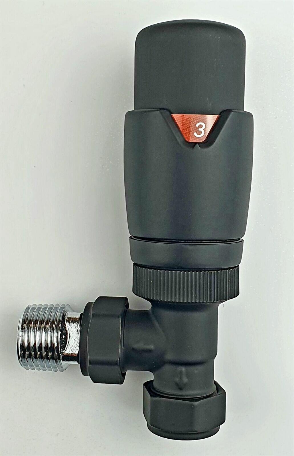 Black Designer TRV Radiator Valve with Lockshield