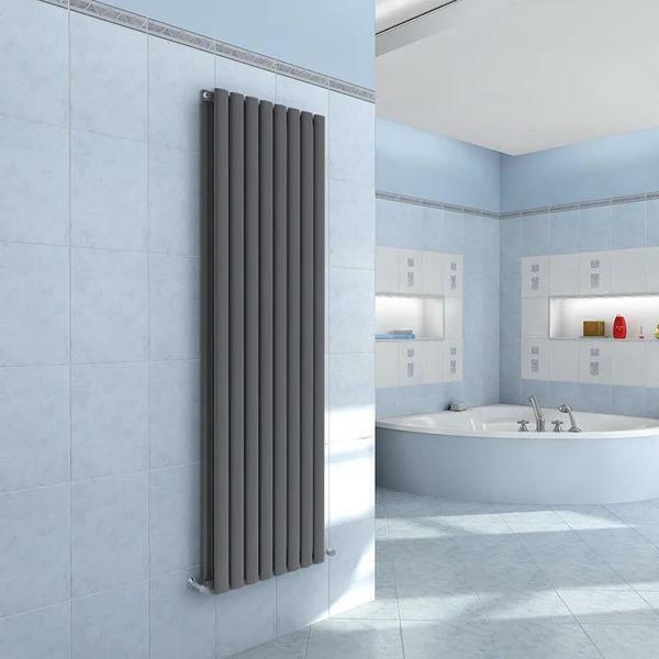 Anthracite Grey Single Tall Vertical Oval Panel Radiator