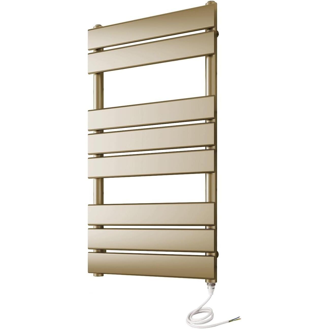 Brushed Brass Electric Heated Towel Rail Flat Panel Bathroom Radiator