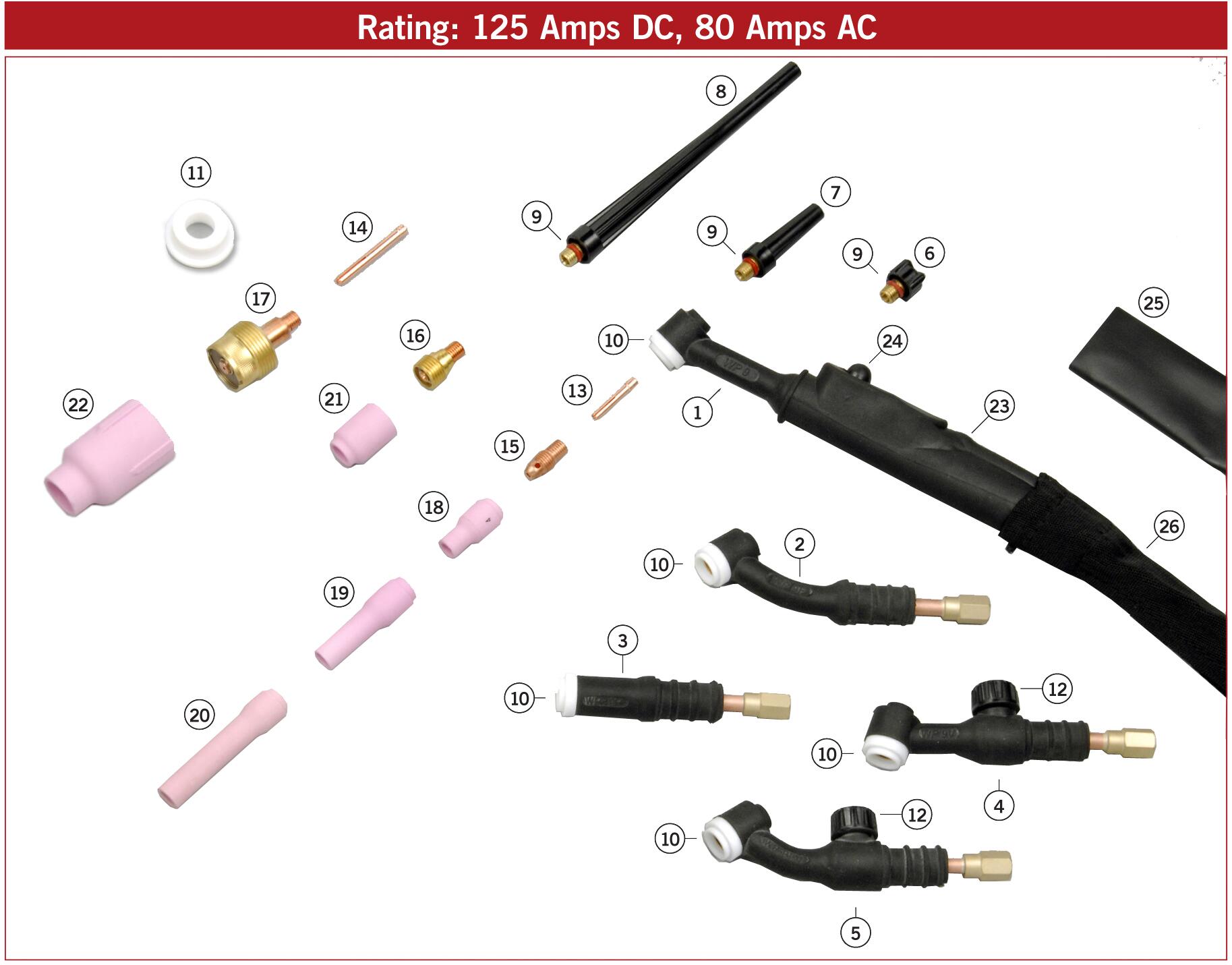 WP9 TIG Torch Parts