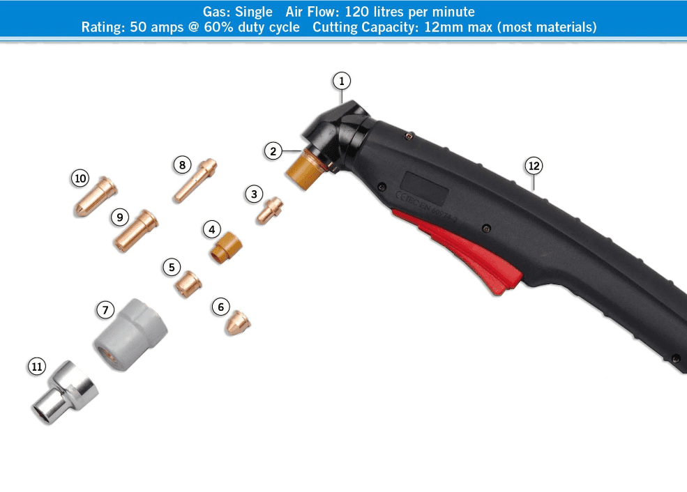 Cebora Prof 35/50 (CB50) &Tecarc 56i Plasma Torch Consumables