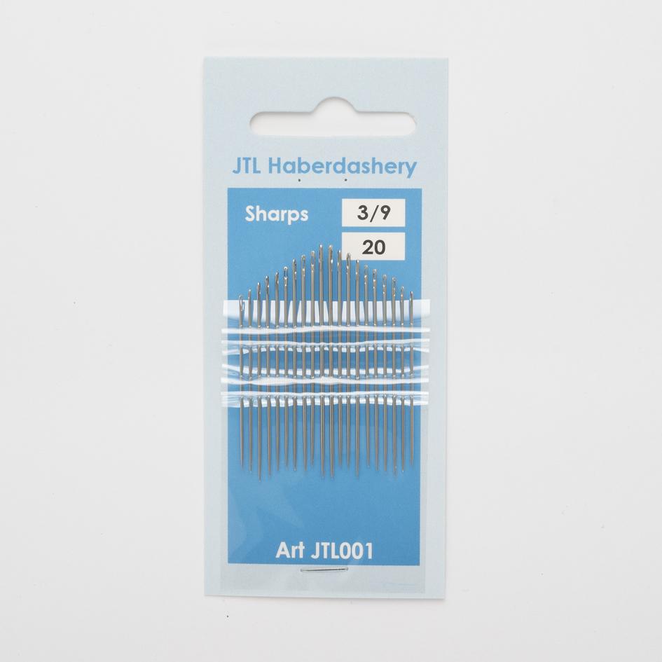 Sewing Needles Sharps 3/9 20 Piece Card JTL001