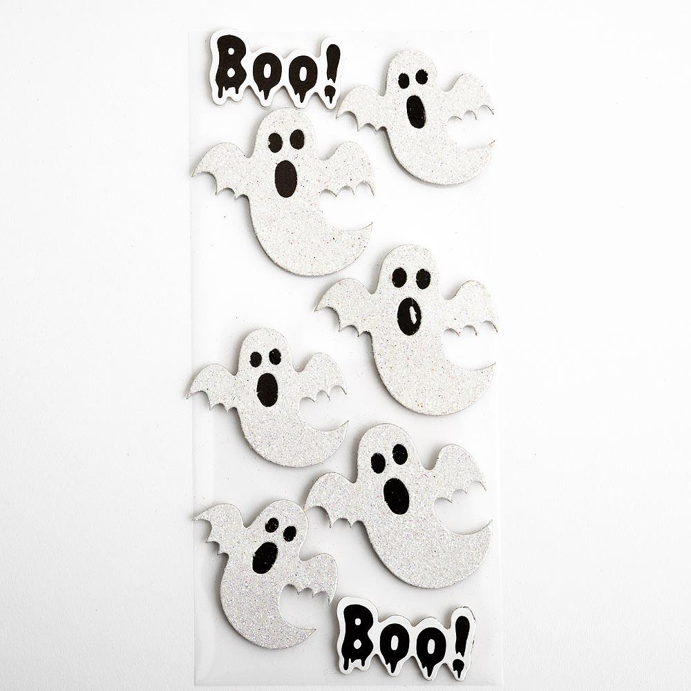 Glitter Ghosts 8 Piece Card Halloween Handmade IO-HW002