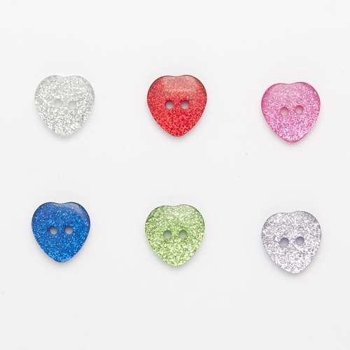 Red Glitter Heart Buttons 