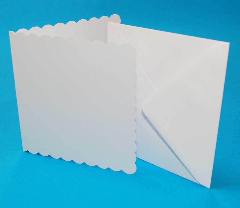 Cards & Envelopes 5 x 5 White Scalloped 50 Pack LINE834