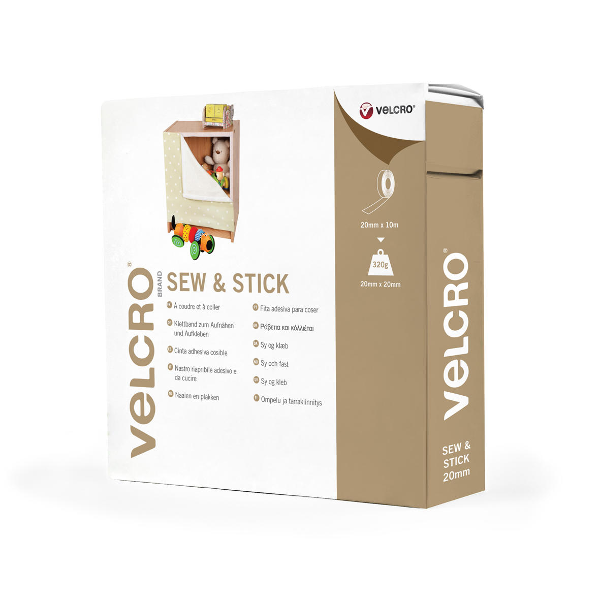 VELCRO® Sew & Stick Tape 20mm x 10 Metres 8315