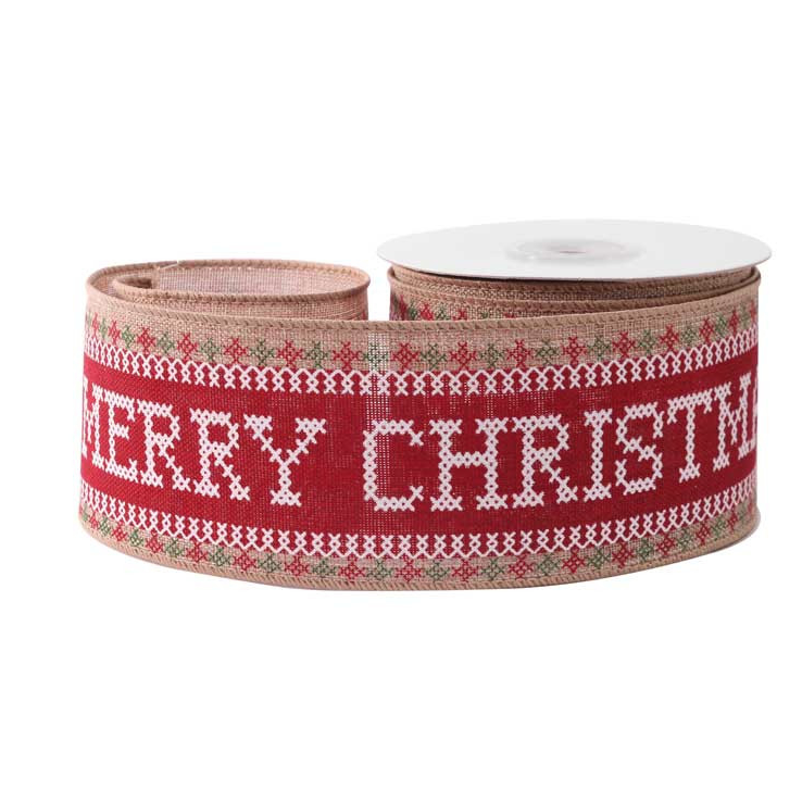 Hessian Cross Stitch Ribbon Red 63mm x 10y AP-RI6643